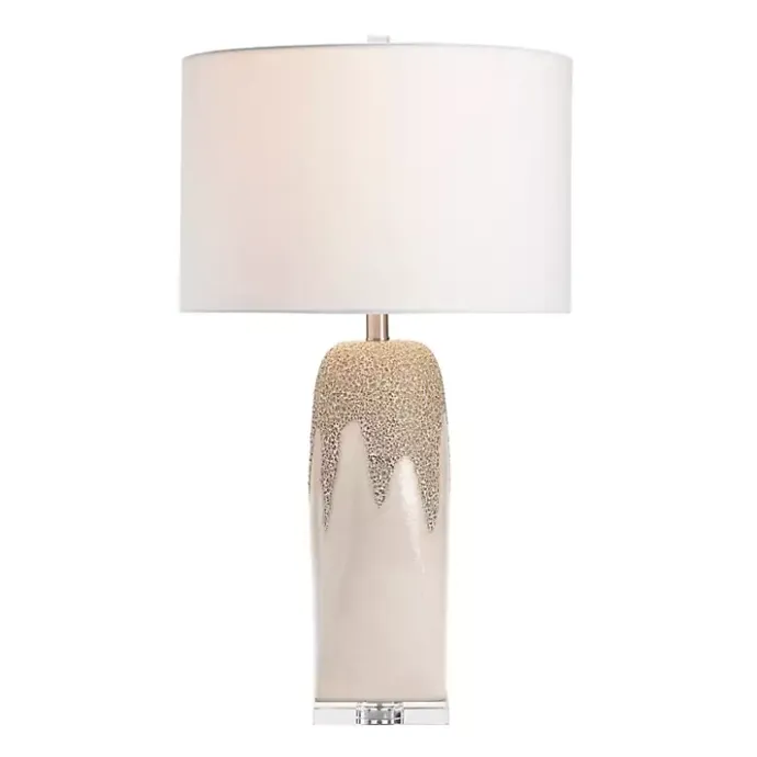 Kirklands Home Ivory Ceramic Textured Base Table Lamp White