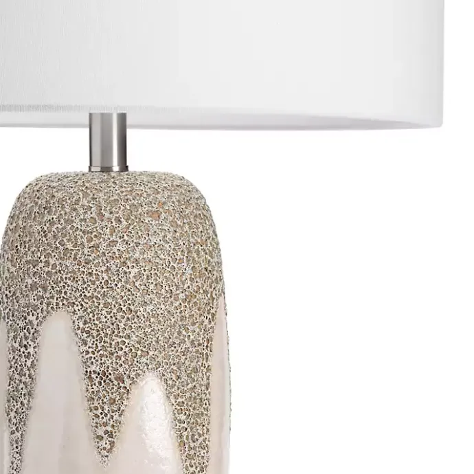 Kirklands Home Ivory Ceramic Textured Base Table Lamp White