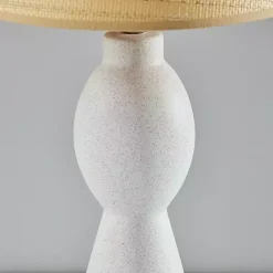 Outlet Kirklands Home Ivory Ceramic Woven Rat Shade Table Lamp Tan