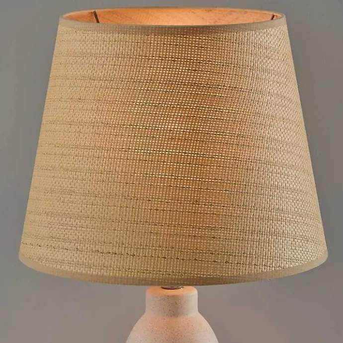 Outlet Kirklands Home Ivory Ceramic Woven Rat Shade Table Lamp Tan