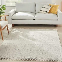 Hot Kirklands Home Chevron Diamond Tasseled Area Rug, 5x7 Ivory
