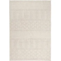 Hot Kirklands Home Chevron Diamond Tasseled Area Rug, 5x7 Ivory