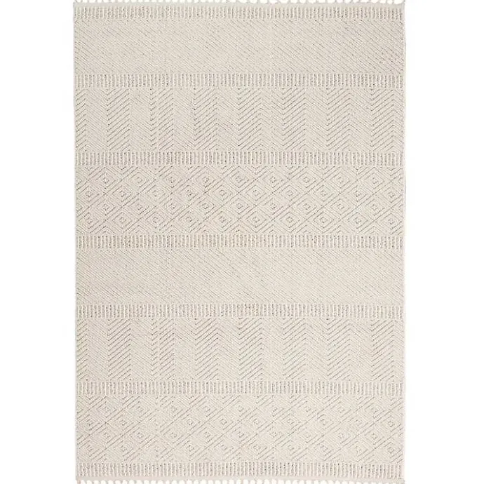 Hot Kirklands Home Chevron Diamond Tasseled Area Rug, 5x7 Ivory