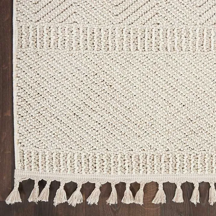 Hot Kirklands Home Chevron Diamond Tasseled Area Rug, 5x7 Ivory