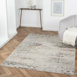 Outlet Kirklands Home Distressed Medallion Washable Area Rug, 5x7 Ivory