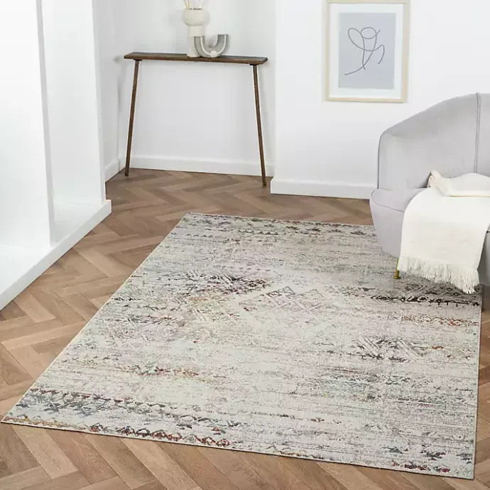 Outlet Kirklands Home Distressed Medallion Washable Area Rug, 5x7 Ivory