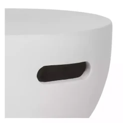 Discount Kirklands Home Drum Accent Table with Handles Ivory