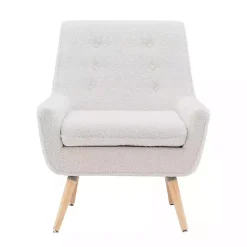 Outlet Kirklands Home Ivory Faux Sherpa Tufted Accent Chair White