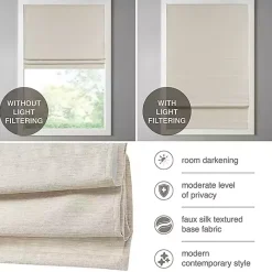 New Kirklands Home Faux Silk Room Darkening Roman Shade, 31 in. Ivory