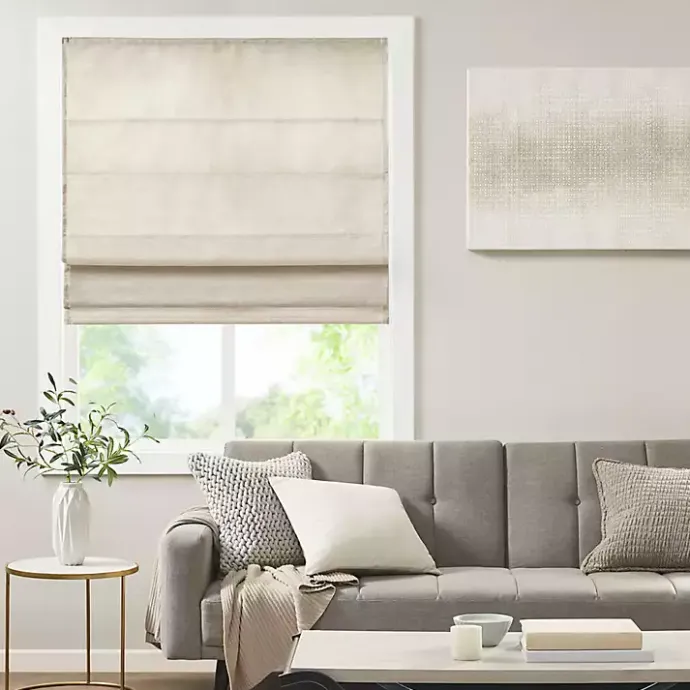 Discount Kirklands Home Faux Silk Room Darkening Roman Shade, 35 in. Ivory