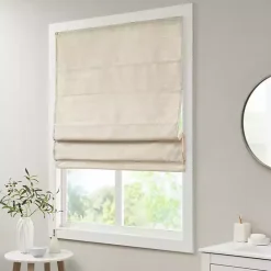 Discount Kirklands Home Faux Silk Room Darkening Roman Shade, 35 in. Ivory