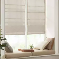 Discount Kirklands Home Faux Silk Room Darkening Roman Shade, 35 in. Ivory