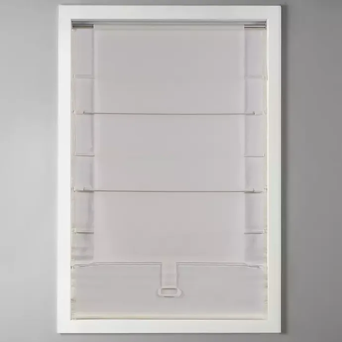 Discount Kirklands Home Faux Silk Room Darkening Roman Shade, 35 in. Ivory