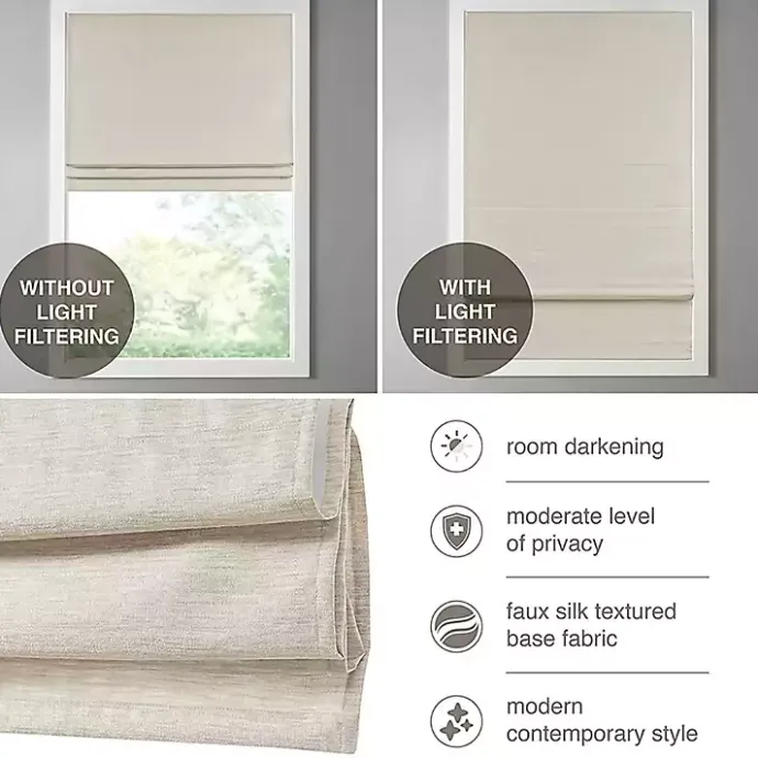 Discount Kirklands Home Faux Silk Room Darkening Roman Shade, 35 in. Ivory