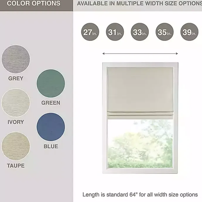 Discount Kirklands Home Faux Silk Room Darkening Roman Shade, 35 in. Ivory