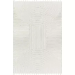 Clearance Kirklands Home Geometric Lines Tassel Area Rug, 6x9 Ivory