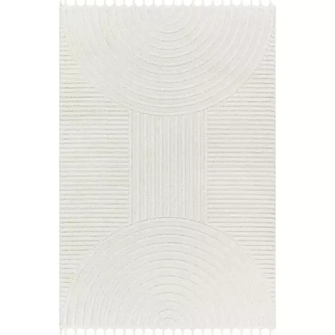 Clearance Kirklands Home Geometric Lines Tassel Area Rug, 6x9 Ivory