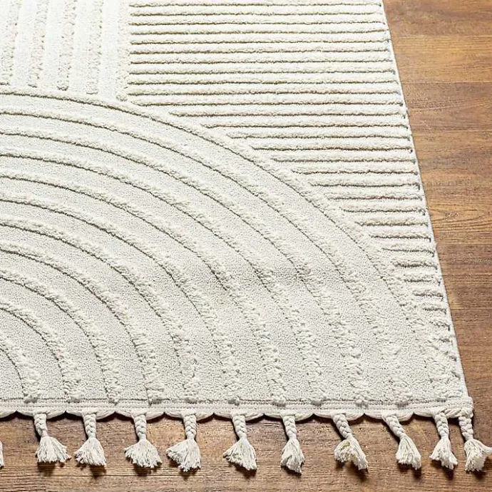 Clearance Kirklands Home Geometric Lines Tassel Area Rug, 6x9 Ivory