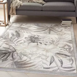 Discount Kirklands Home Ivory Grand Leaf Coastal Area Rug, 5x7