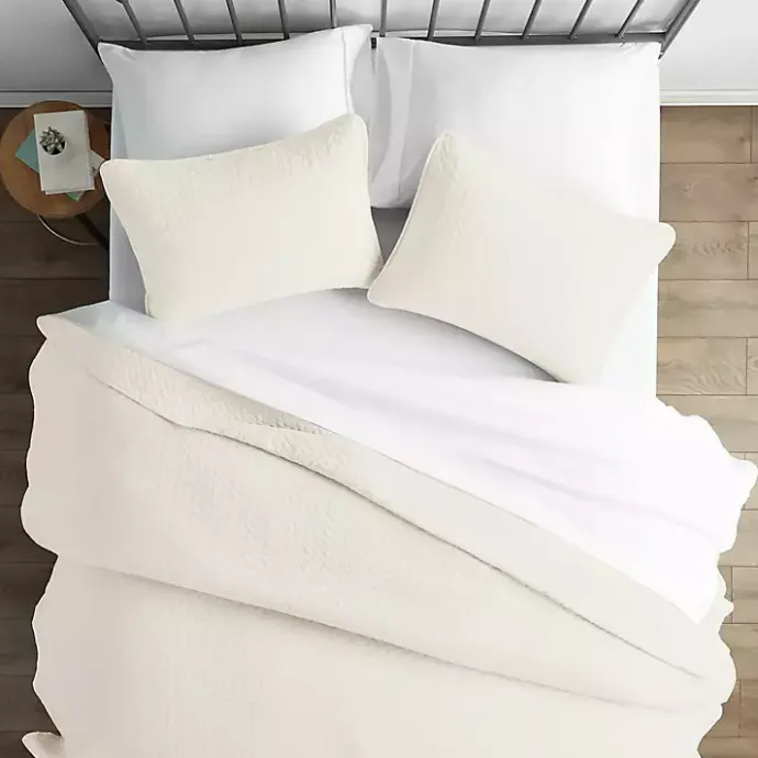 Online Kirklands Home Herringbone Quilted 3-pc. King Coverlet Set Ivory