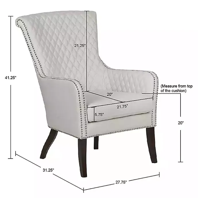 Best Kirklands Home Ivory Lanea Quilted Accent Chair with Silver Studs White
