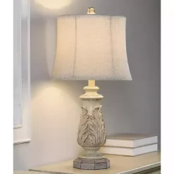 Kirklands Home Ivory Leaf Scroll Table Lamp White