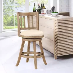 Online Kirklands Home Linen Slat Back Swivel Counter Stool Ivory