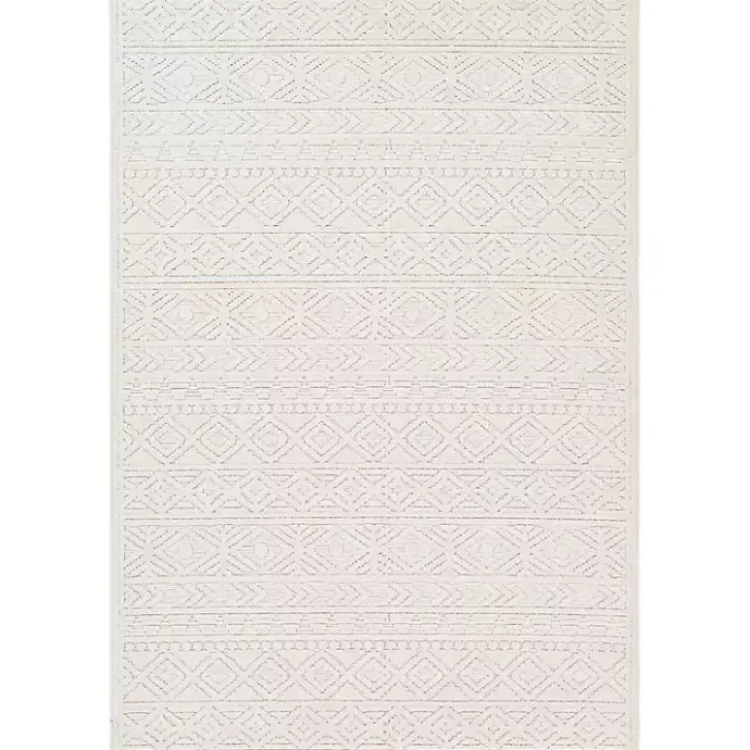 Outlet Kirklands Home Ivory Raised Diamond Stripes Area Rug, 8x10 White
