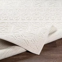 Outlet Kirklands Home Ivory Raised Diamond Stripes Area Rug, 8x10 White