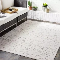 Outlet Kirklands Home Ivory Raised Diamond Stripes Area Rug, 8x10 White