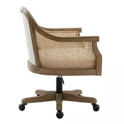 Outlet Kirklands Home Rattan Swivel Office Chair Ivory