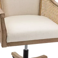 Outlet Kirklands Home Rattan Swivel Office Chair Ivory