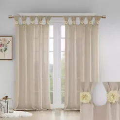 Clearance Kirklands Home Rosette Tab Top Curtain Panel, 63 in. Ivory