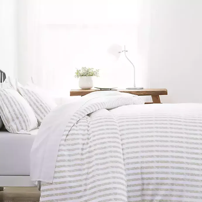 Online Kirklands Home Rugged Stripes Puffed 3-pc. Queen Duvet Set Ivory