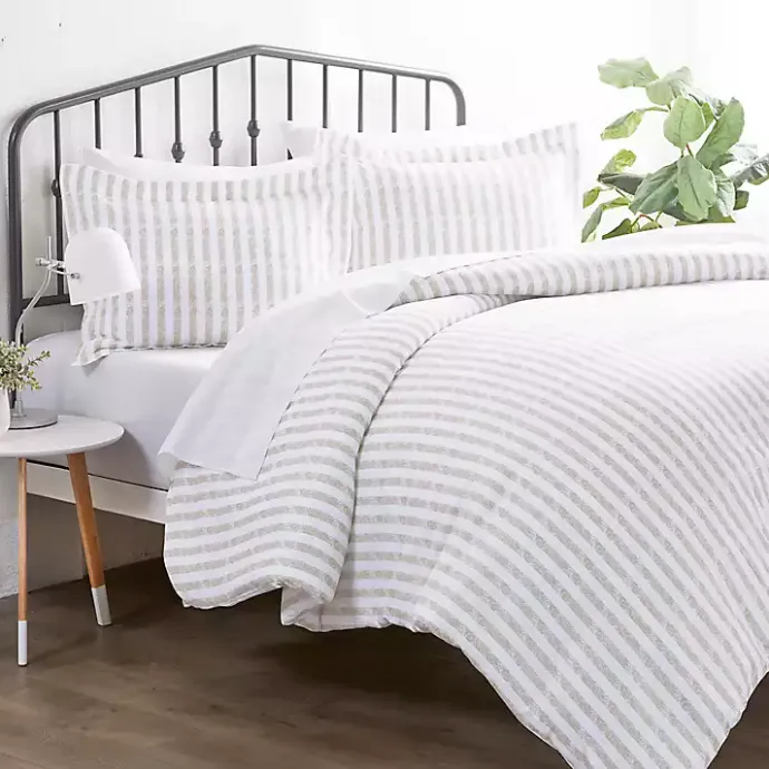 Online Kirklands Home Rugged Stripes Puffed 3-pc. Queen Duvet Set Ivory