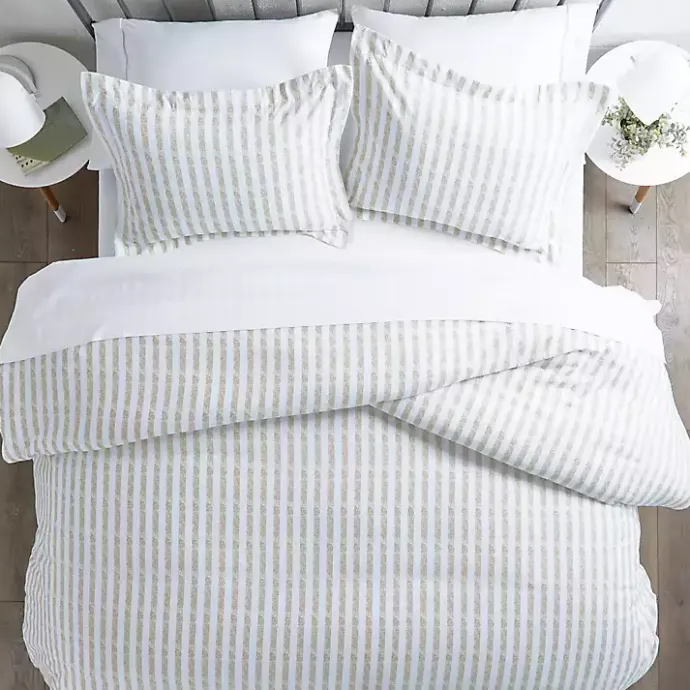 Online Kirklands Home Rugged Stripes Puffed 3-pc. Queen Duvet Set Ivory