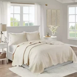 Hot Kirklands Home Scalloped Monica 3-pc. Queen Coverlet Set Ivory