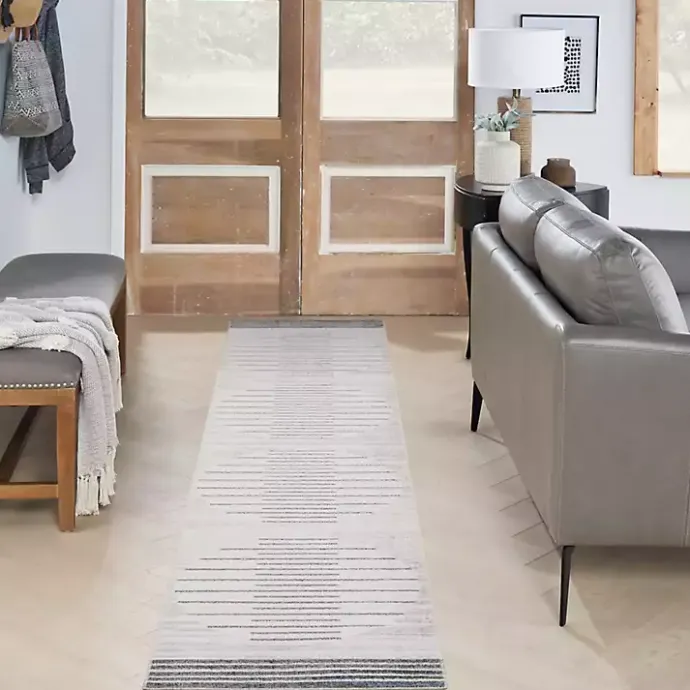 Kirklands Home Ivory Striated Sphere Washable Runner, 2x10