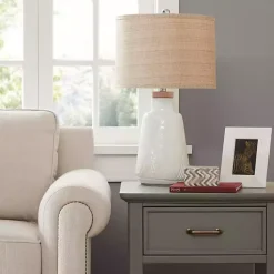 Online Kirklands Home Ivory Textured Ceramic Boho Table Lamp Brown
