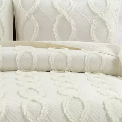 Outlet Kirklands Home Ivory Trellis Ruffles 3-pc. King Quilt Set White