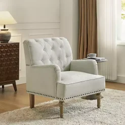 Hot Kirklands Home Tufted Britt Accent Chair Ivory