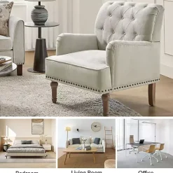Hot Kirklands Home Tufted Britt Accent Chair Ivory