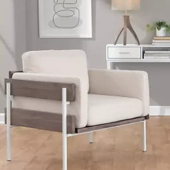 Online Kirklands Home Ivory Upholstered Wood Accent Chair Gray