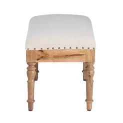 Kirklands Home Upholstered Seashell Wood Bench Ivory