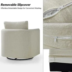 Best Kirklands Home Upholstered Vasser Slipcover Swivel Chair Ivory