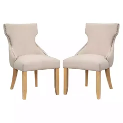 Kirklands Home Upholstered Wingback Dining Chairs, Set of 2 Ivory
