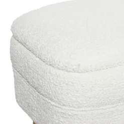 Sale Kirklands Home Upholstered Wood Leg Storage Bench Ivory