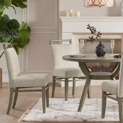 Clearance Kirklands Home Upholstered Wooden Dining Chairs, Set of 2 Ivory