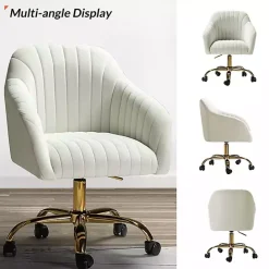 Kirklands Home Velvet Swivel Jacyln Office Chair Ivory