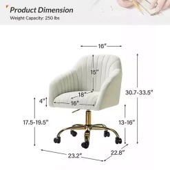 Kirklands Home Velvet Swivel Jacyln Office Chair Ivory